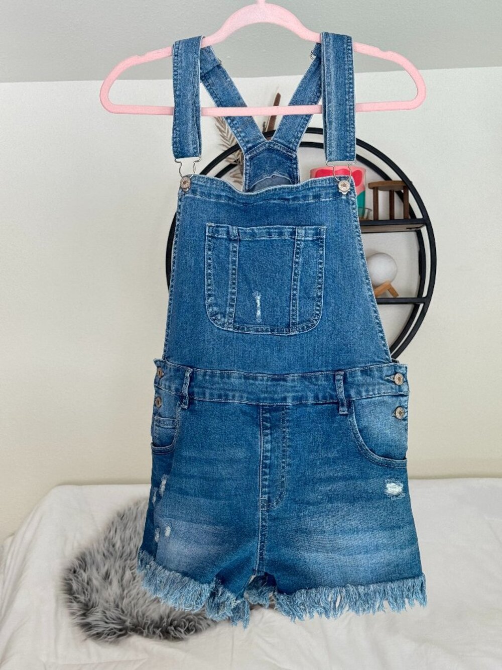 NWOT Distressed Shorts Overalls